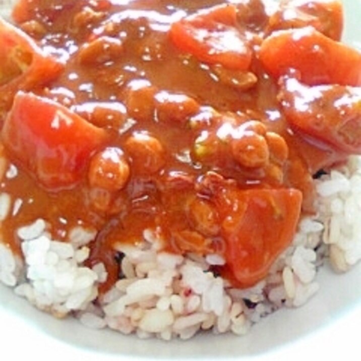 納豆の食べ方-トマト＆カレー♪
